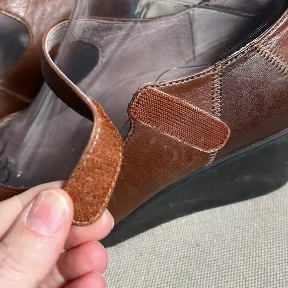 Abeo Ginger brown 2-tone leather Mary Jane wedge shoes academia 8.5 narrow - Picture 6 of 11